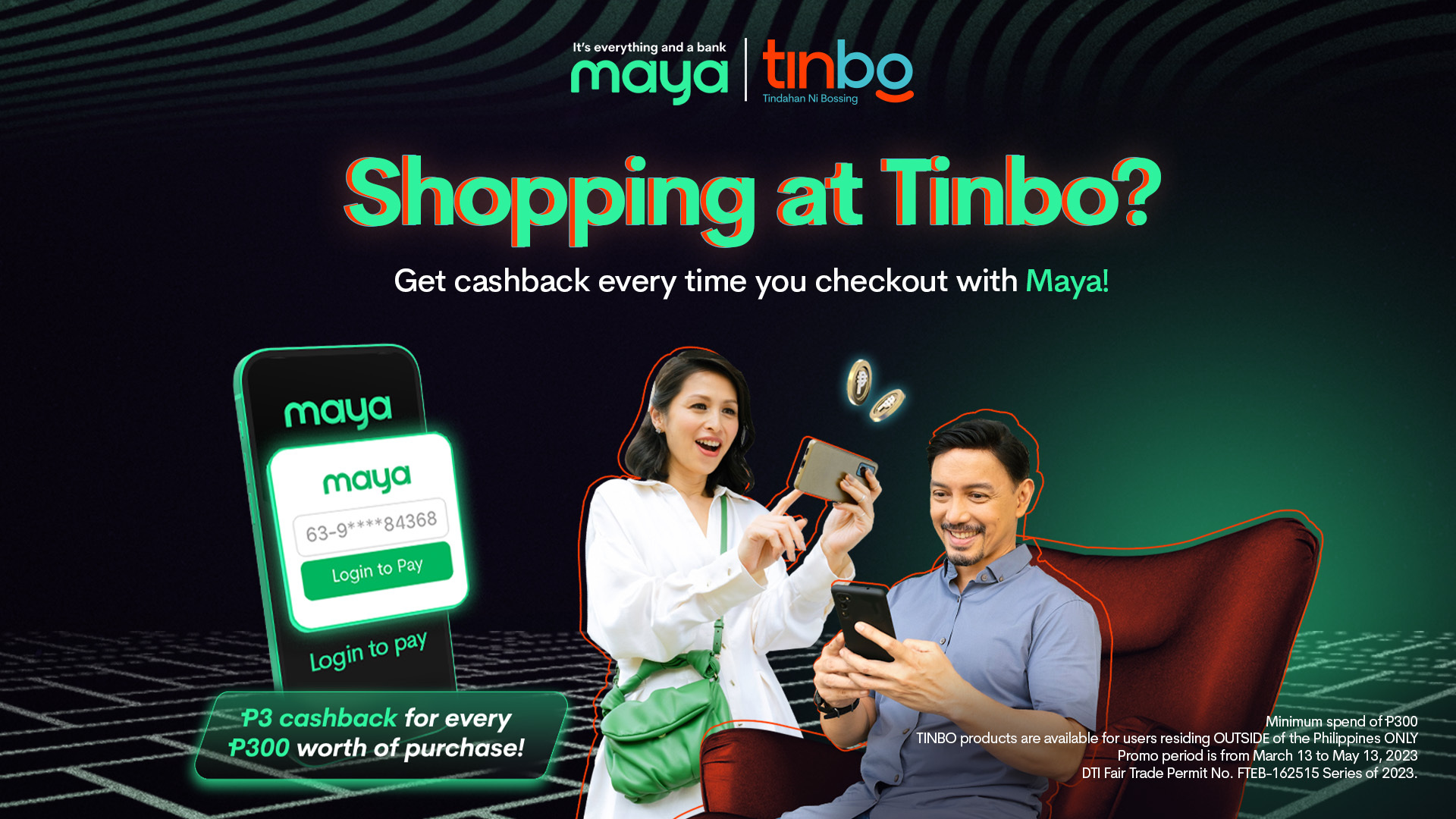 Get ₱3 cashback on TINBO purchases using Maya Checkout!