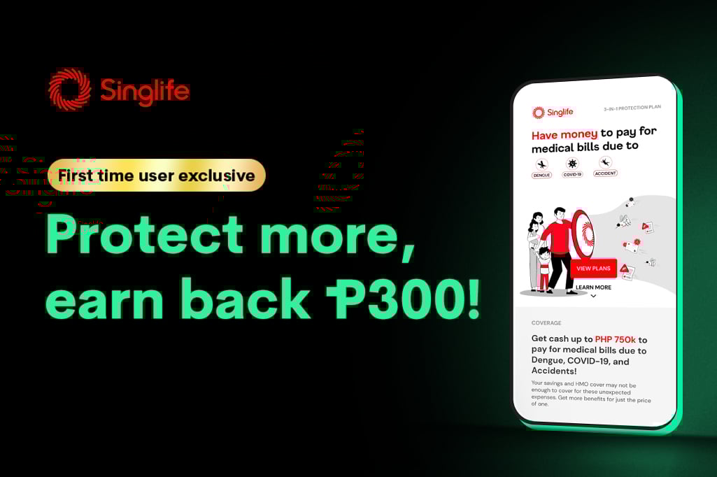 Get ₱300 OFF cashback at Singlife 