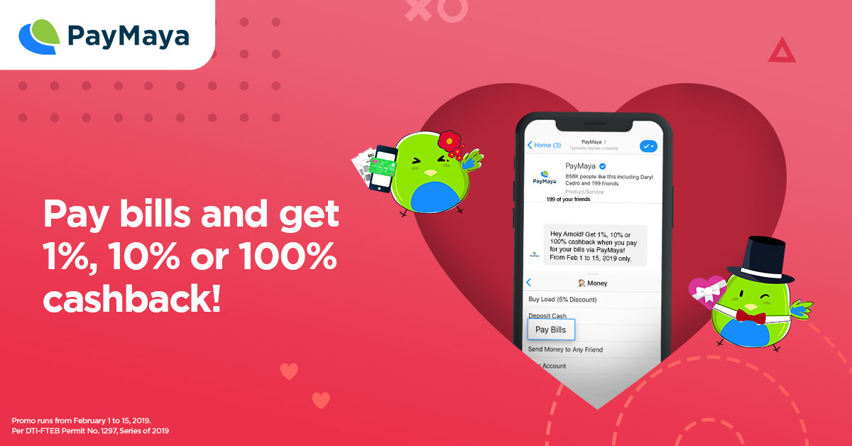 PayMaya Birds floating around Mobile phone inside big heart shape