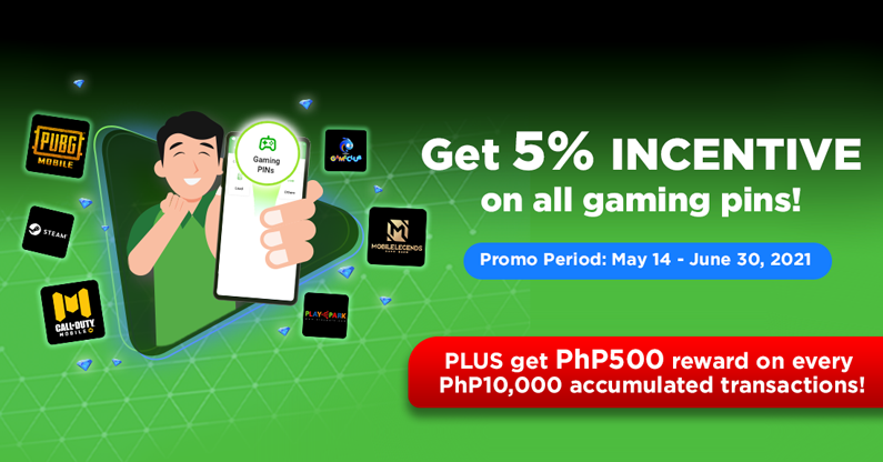 Get 5% INCENTIVE plus PhP500 for every PhP10,000 worth of accumulated transactions!