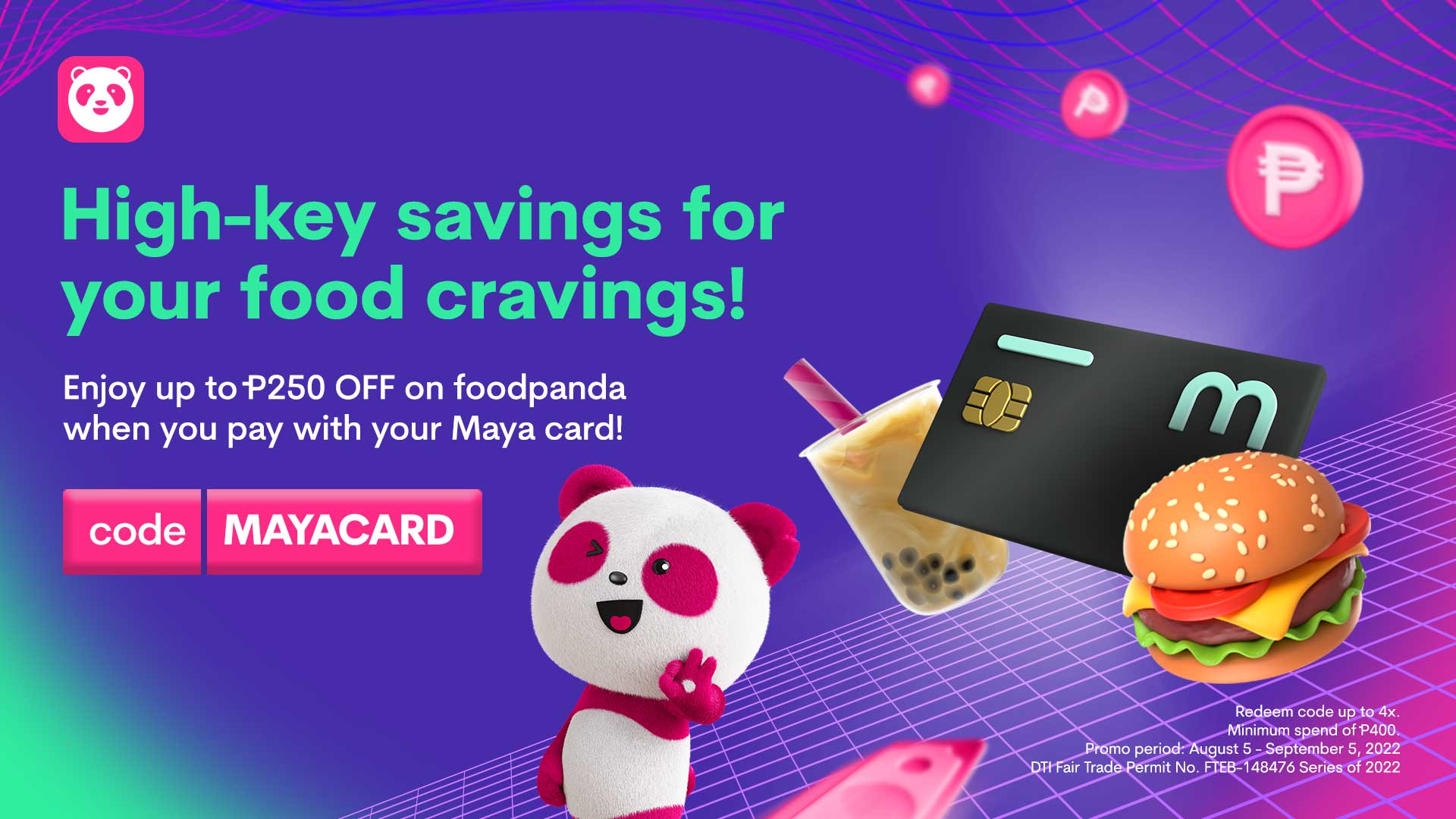 Enjoy discounts on foodpanda with your Maya card!
