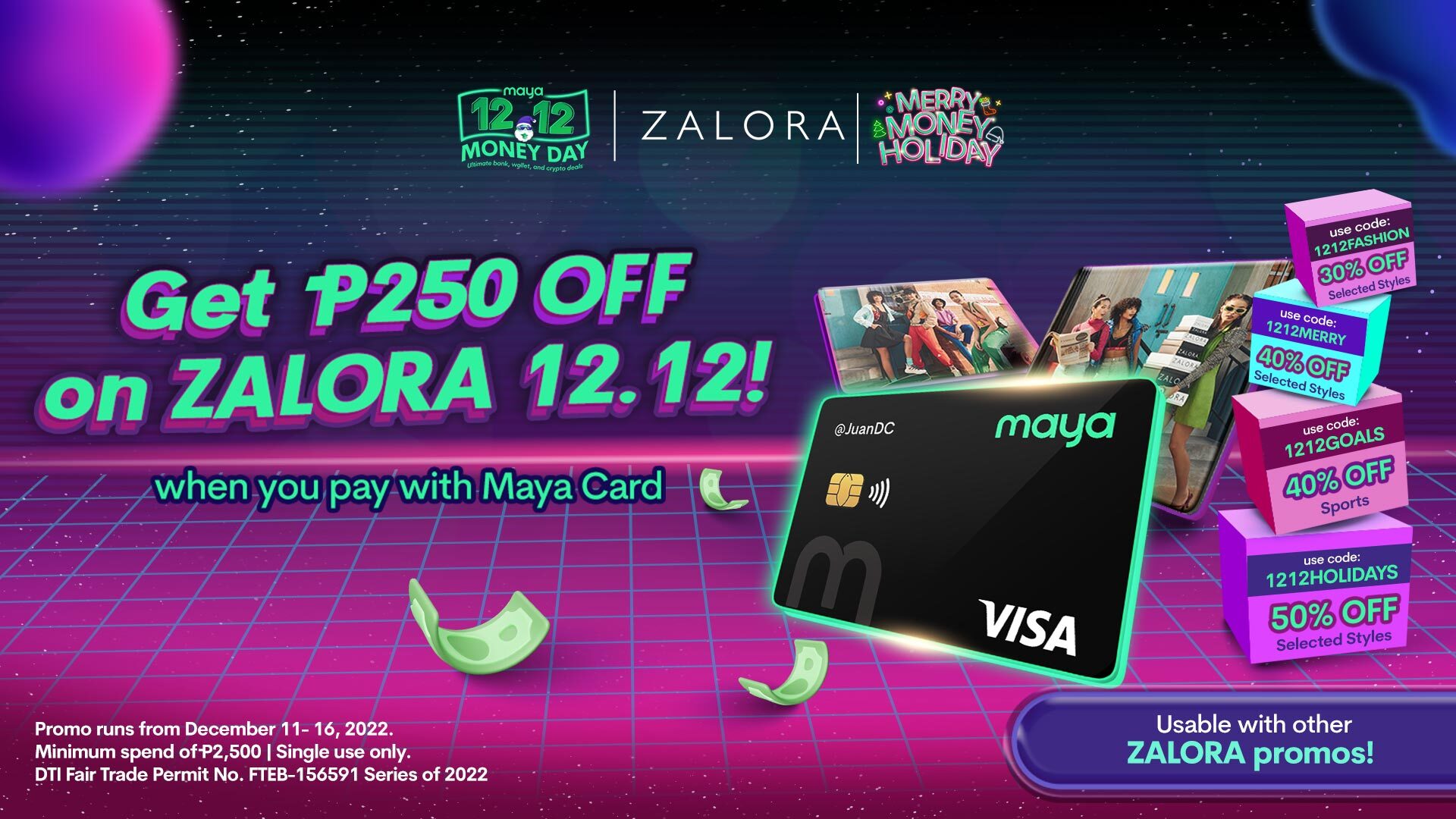 Get P250 OFF on Zalora 12.12 with your Maya Card!