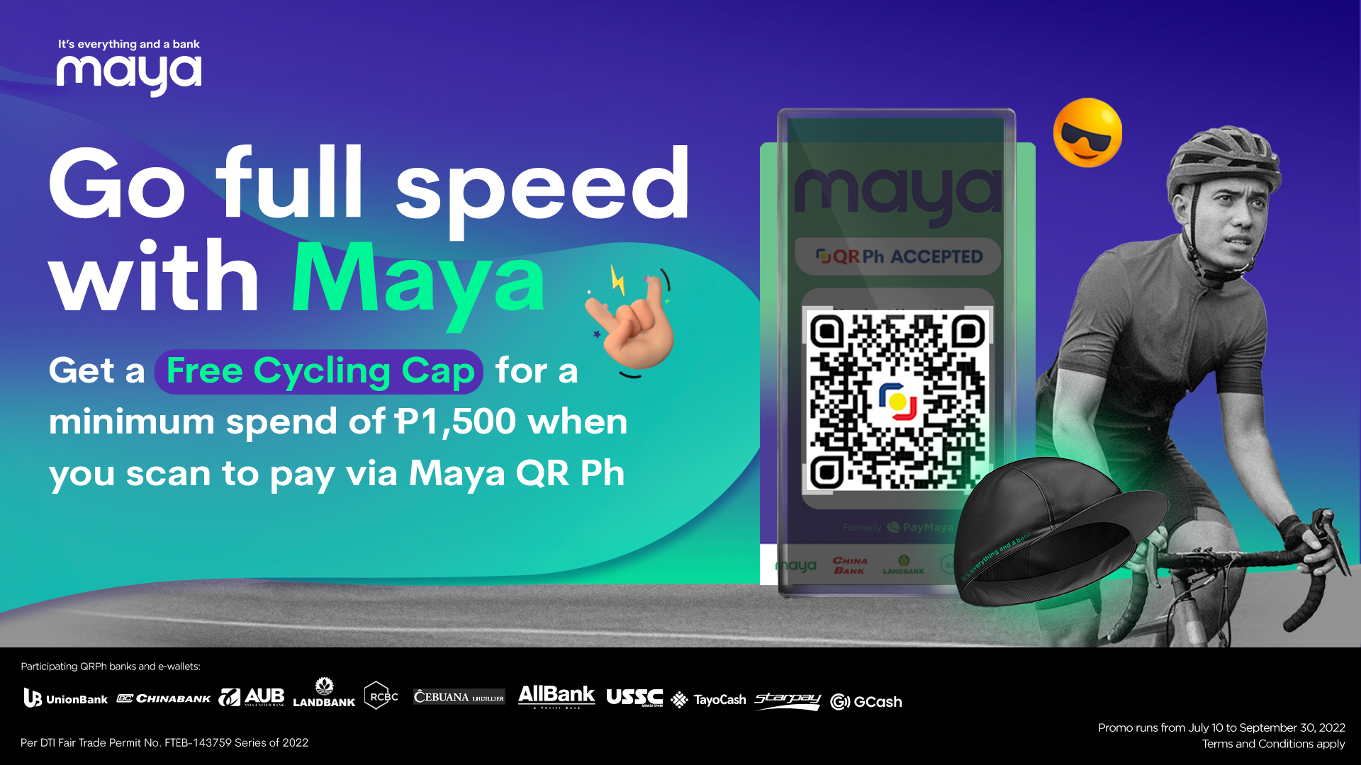 Gear up with a free cycling cap when you pay via Maya QR Ph!