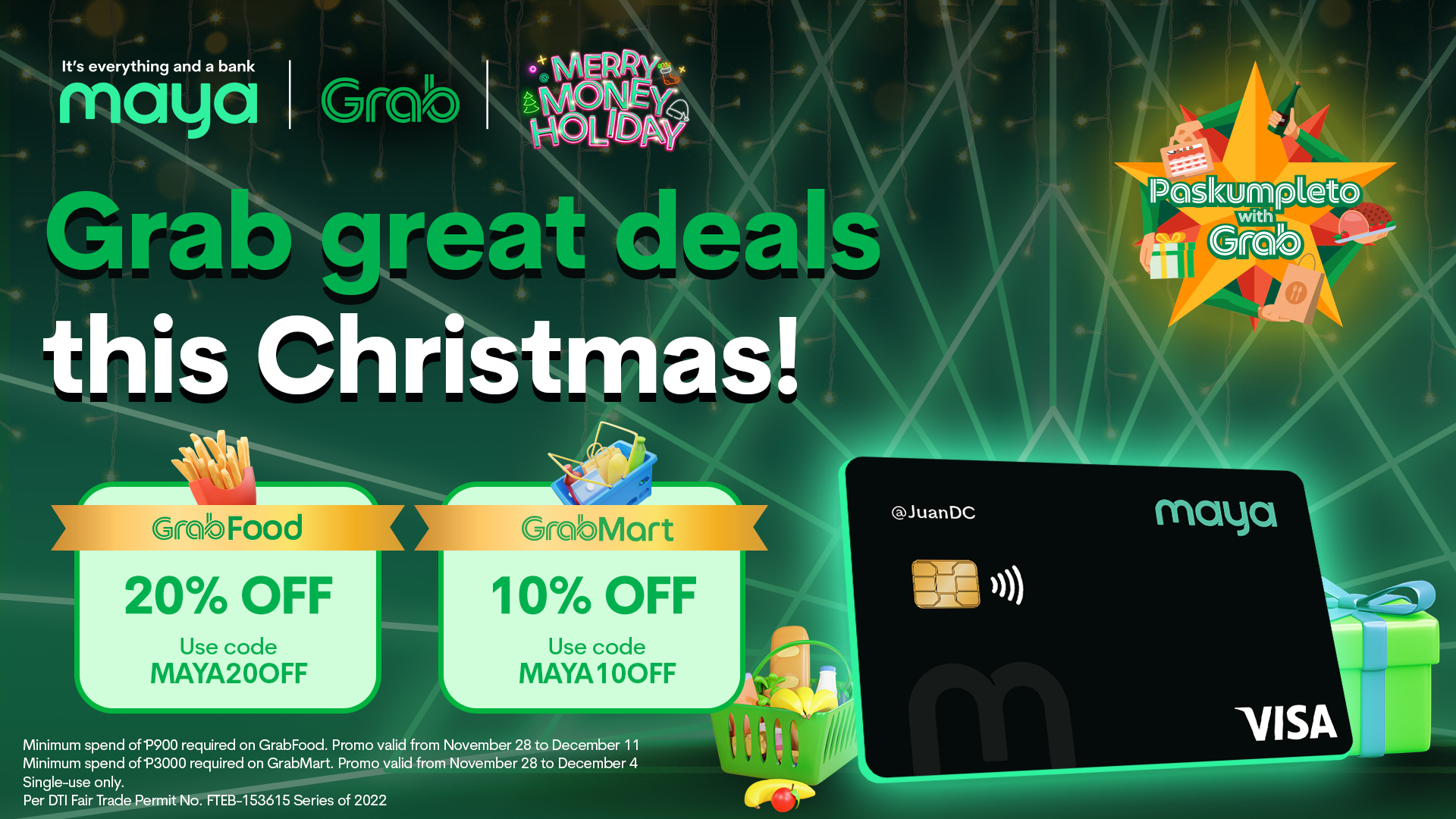 Get up to 20% OFF in Grab this holiday season with your Maya card!