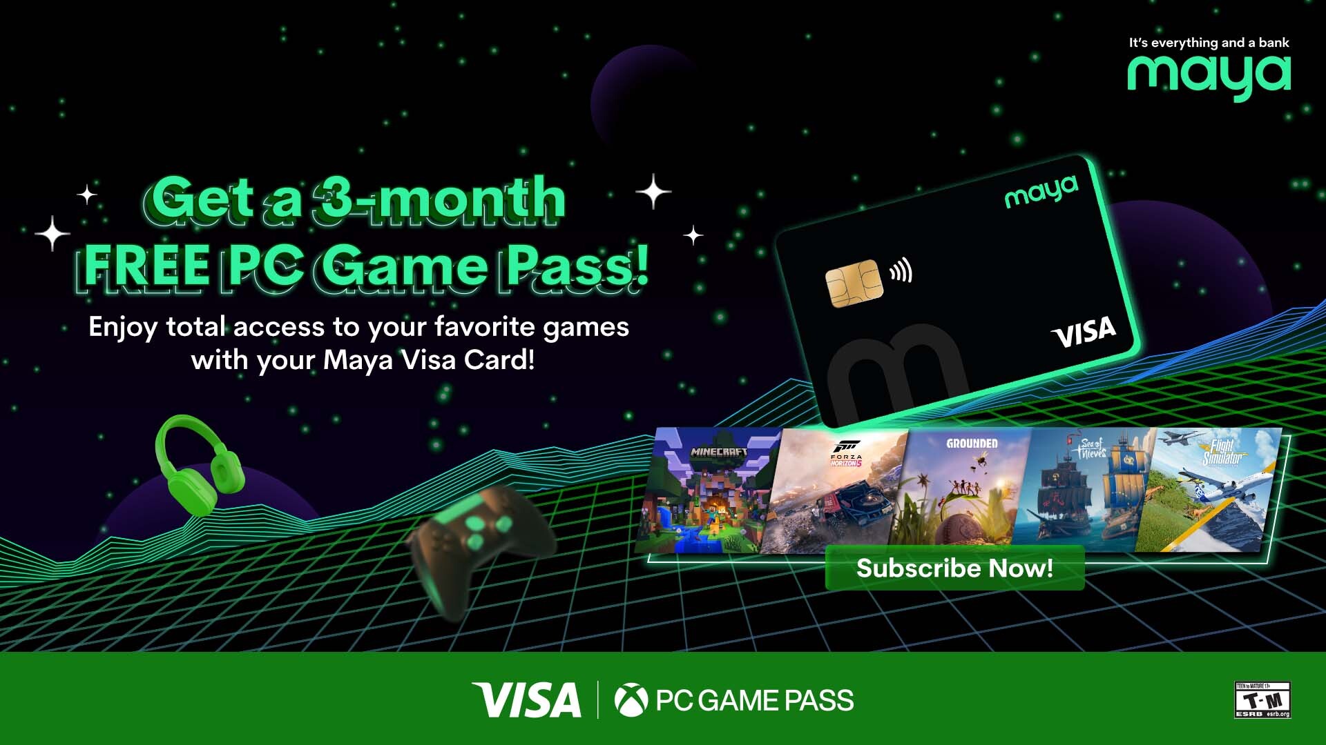 Get a 3 months FREE PC Game Pass subscription with Maya Visa card!