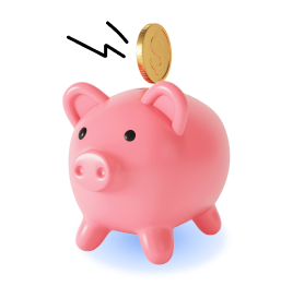 Pink piggy bank with gold coin saving money opening deposit