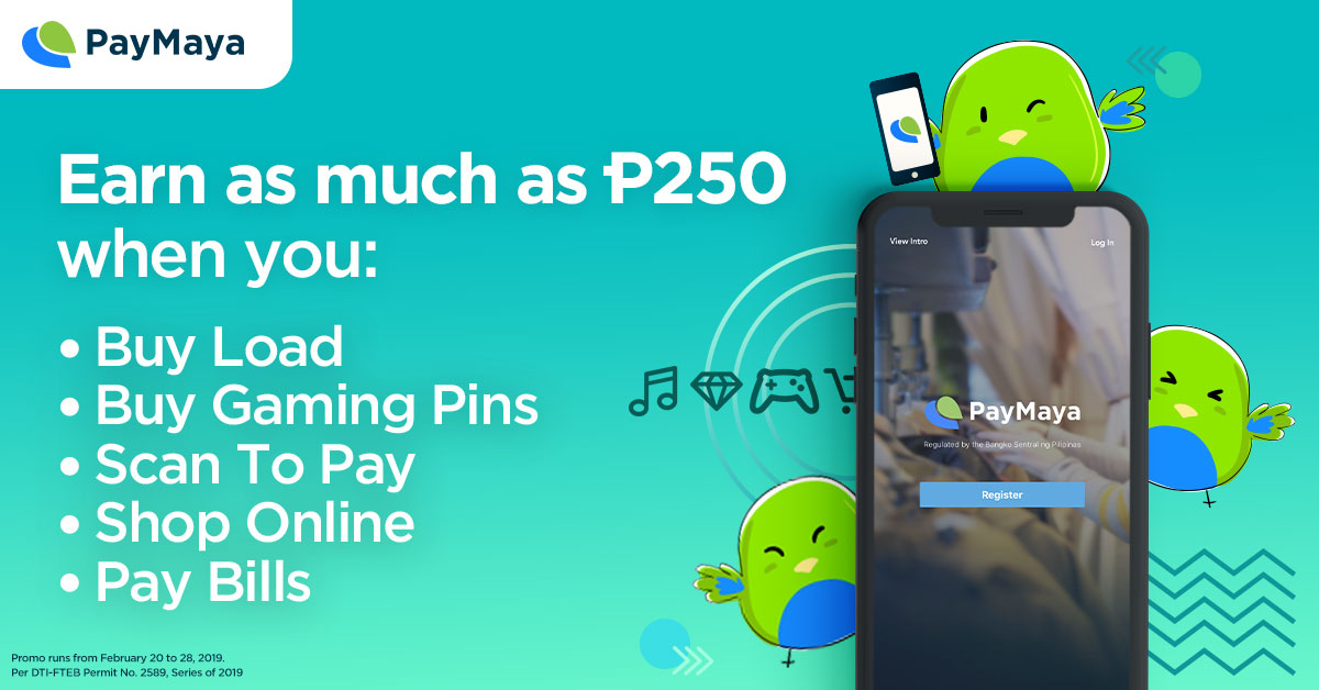 PayMaya Bird floating and clinging around Mobile Phone