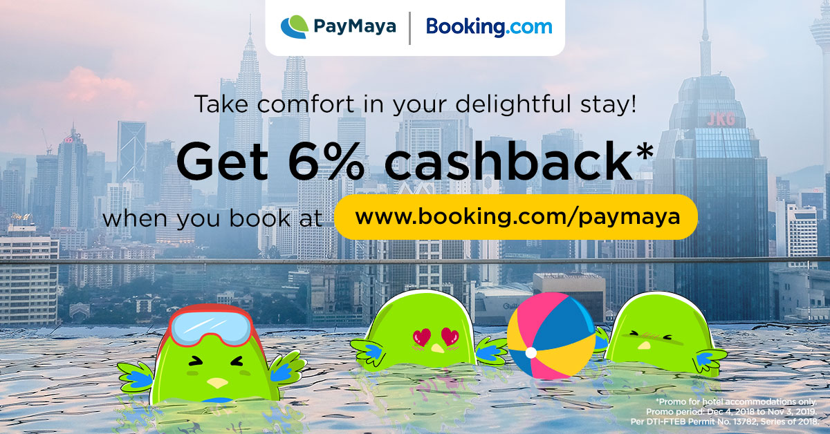 Get 6% cashback on booking.com with PayMaya Deals