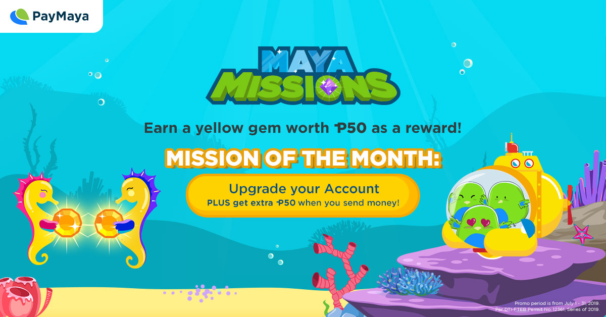 PayMaya Birds inside yellow submarine staring two sea horses holding gold coins