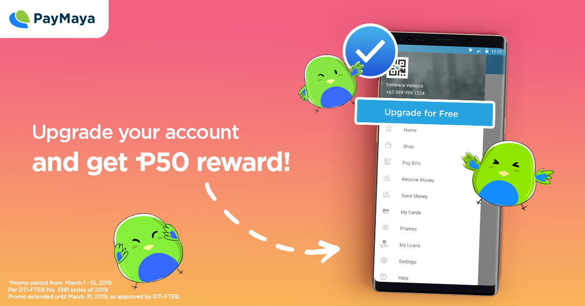 PayMaya Birds floating around near big Mobile Phone