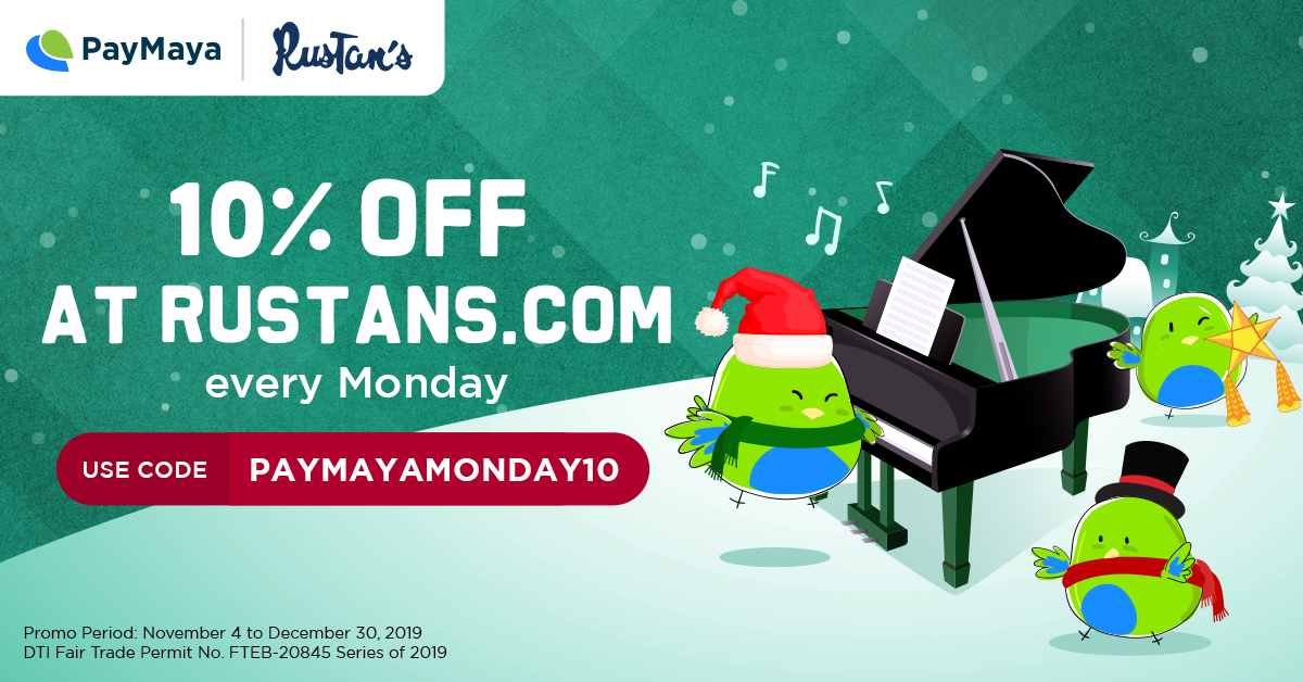 10% OFF at rustans.com every monday with PayMaya