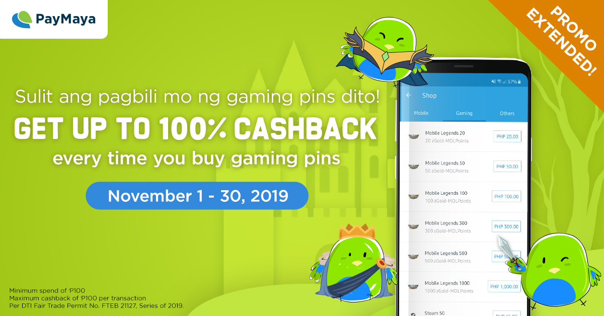 PayMaya_November_Usage_Gaming 1 10 100_Deals