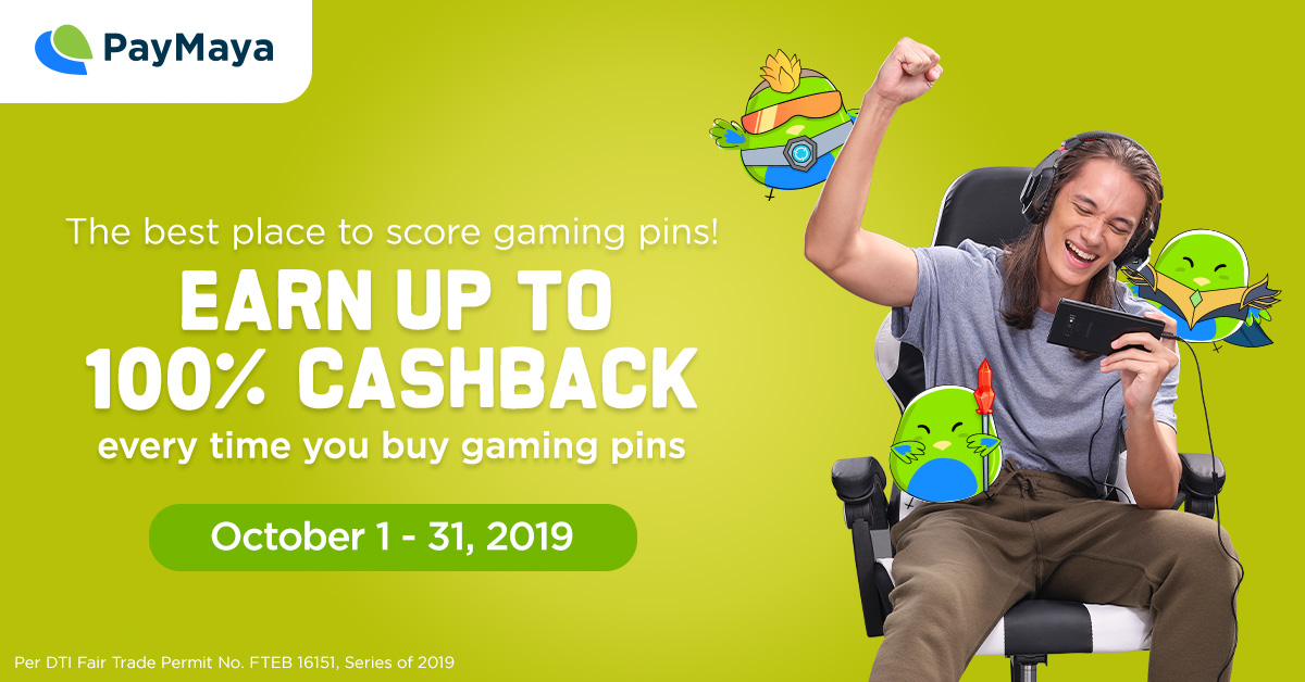 Earn up to 100% cashback on gaming pins - PayMaya Deals