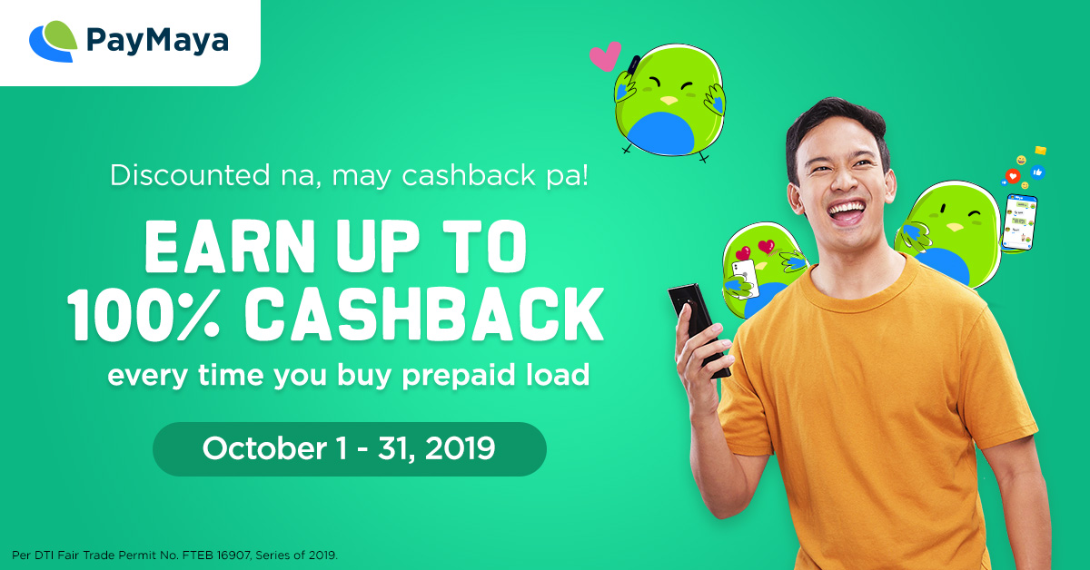 Earn up to 100% cashback on prepaid load - PayMaya Deals