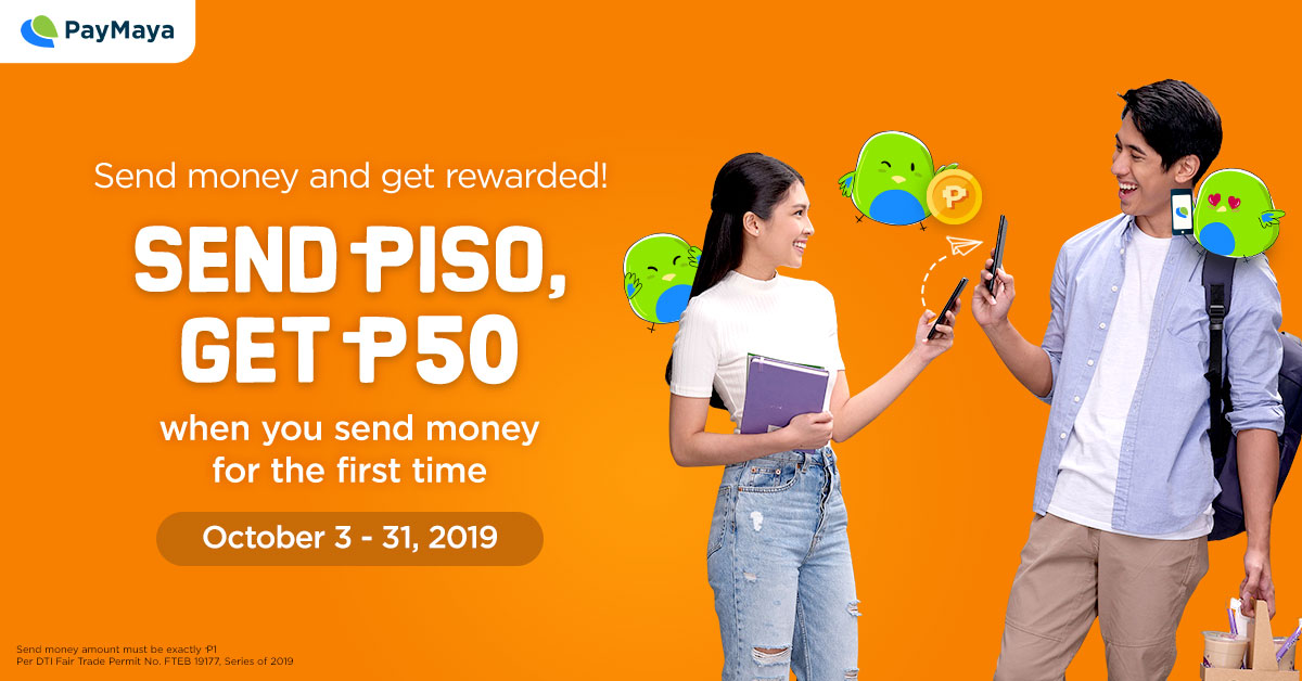 Send Piso, Get P50 this October with PayMaya Deals