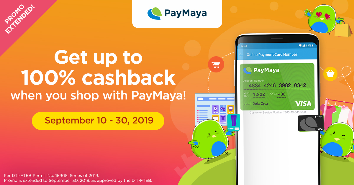 100% cashback when you shop with PayMaya!