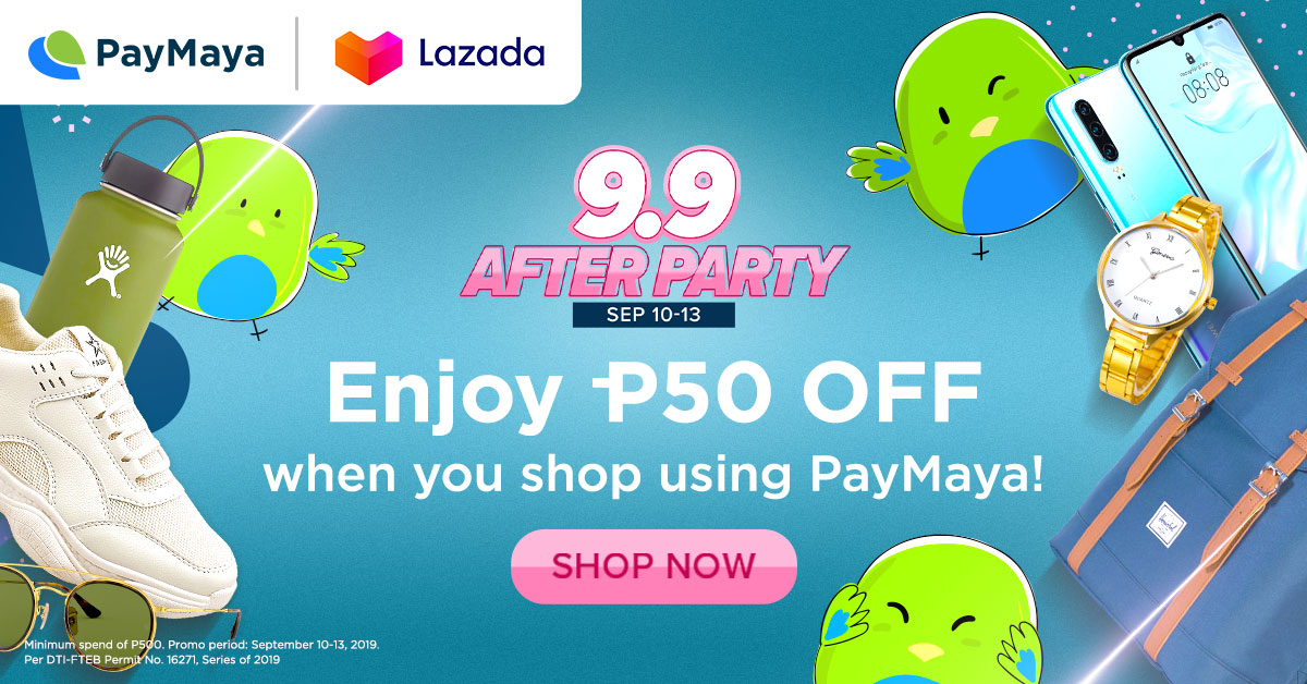 PayMaya Birds floating around with Lazada accessories beside them