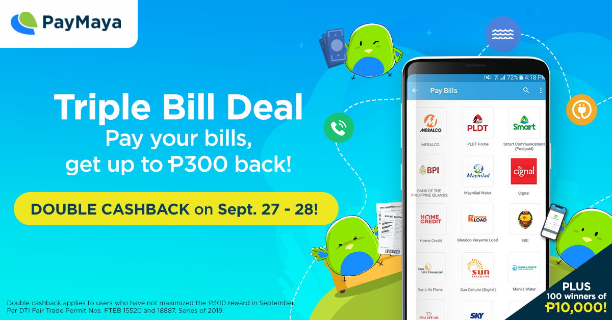 PayMaya Deals - Double Cashback on Pay Bills