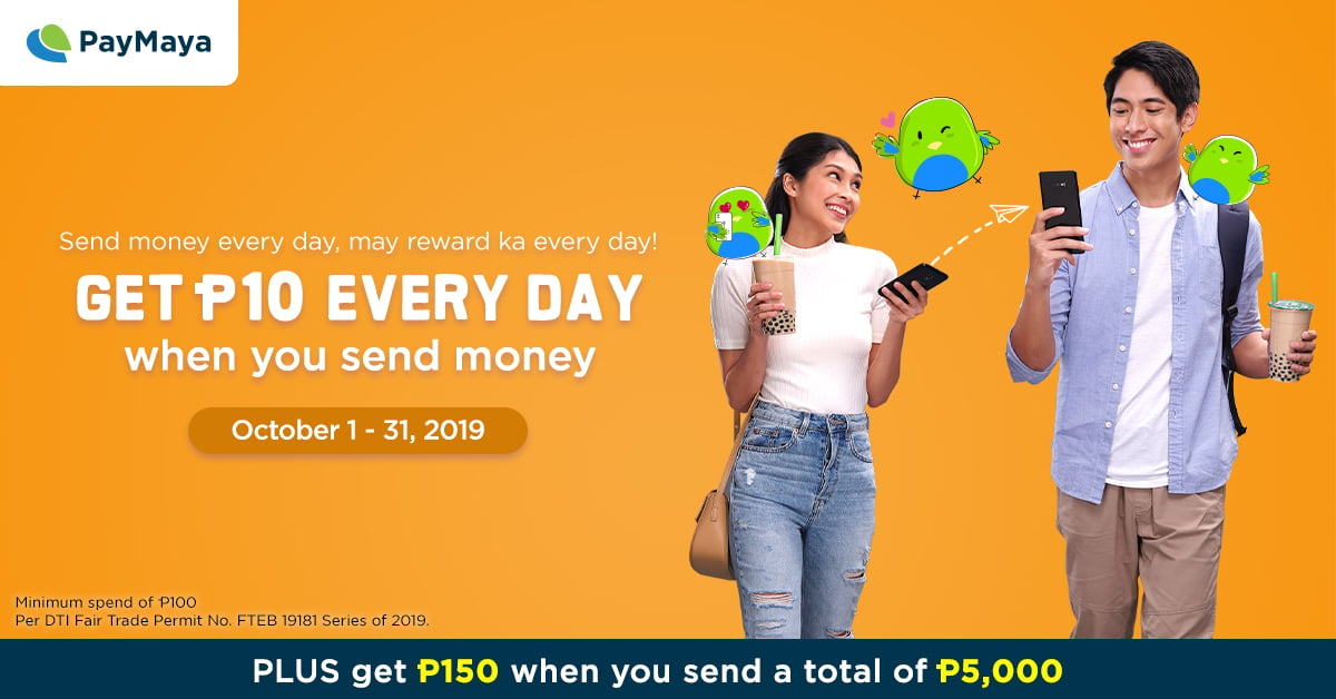 PayMaya Deals - Get P10 every day when you send money