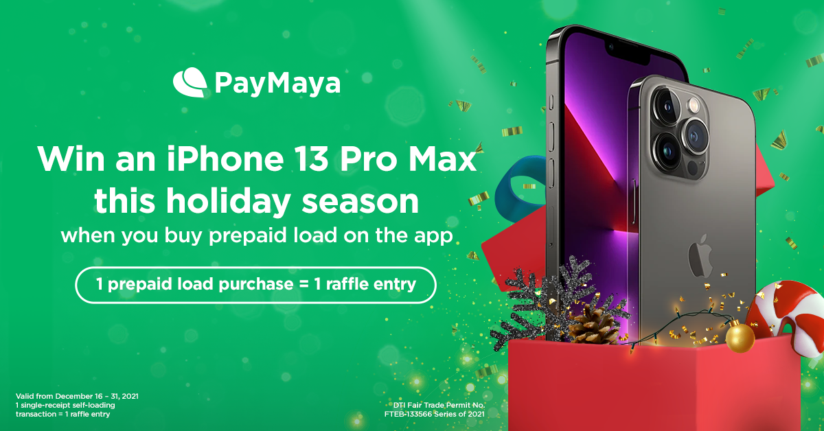 Win an iPhone 13 Pro Max when you Buy Load with PayMaya!