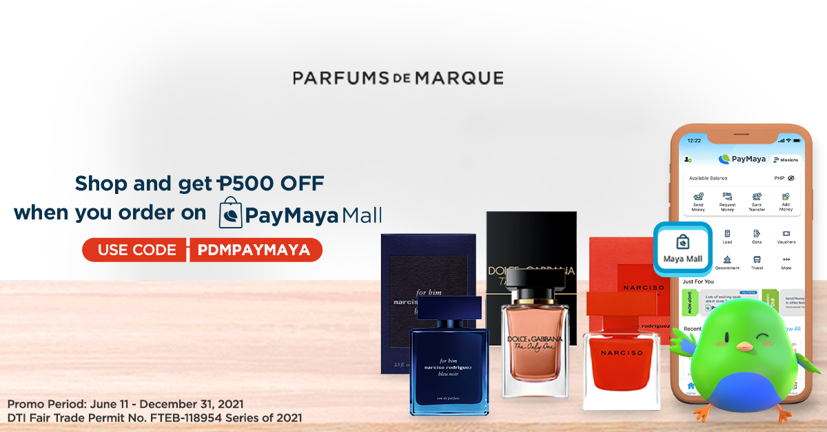 Get P500 OFF plus 2 FREE Mini Mists when you buy on Parfums de Marque!