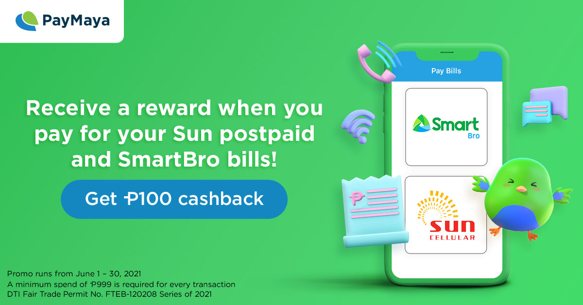 Get cashback when you pay for your Sun postpaid & SmartBro bills!