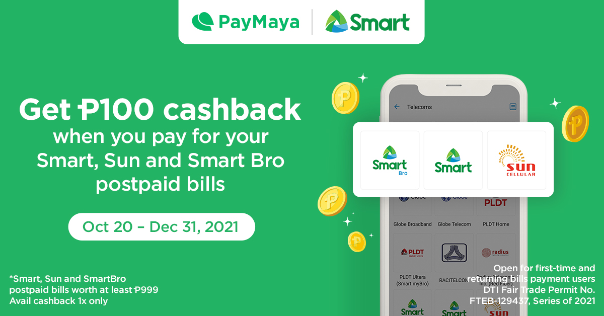 Pay your Smart Postpaid, Smart Bro & Sun Postpaid bills & get P100!