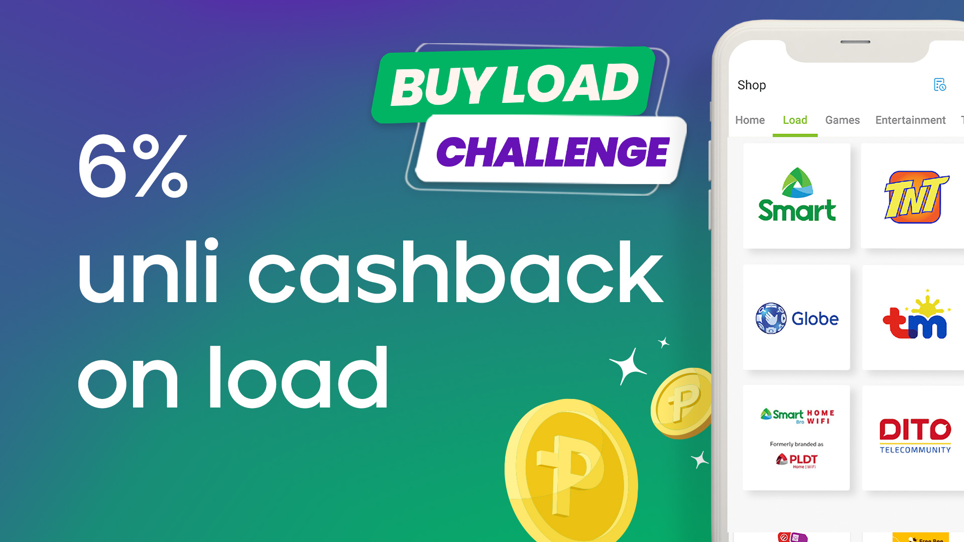 Get 6% unli cashback on prepaid load!