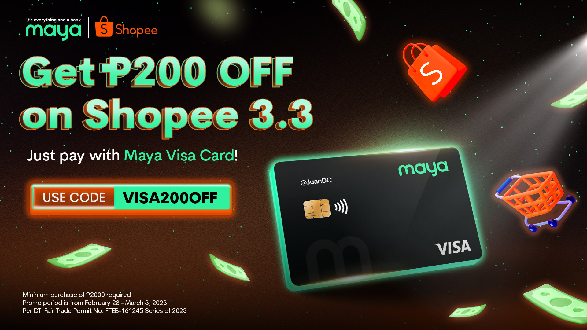 Get P200 OFF on Shopee with your Maya Visa Card!
