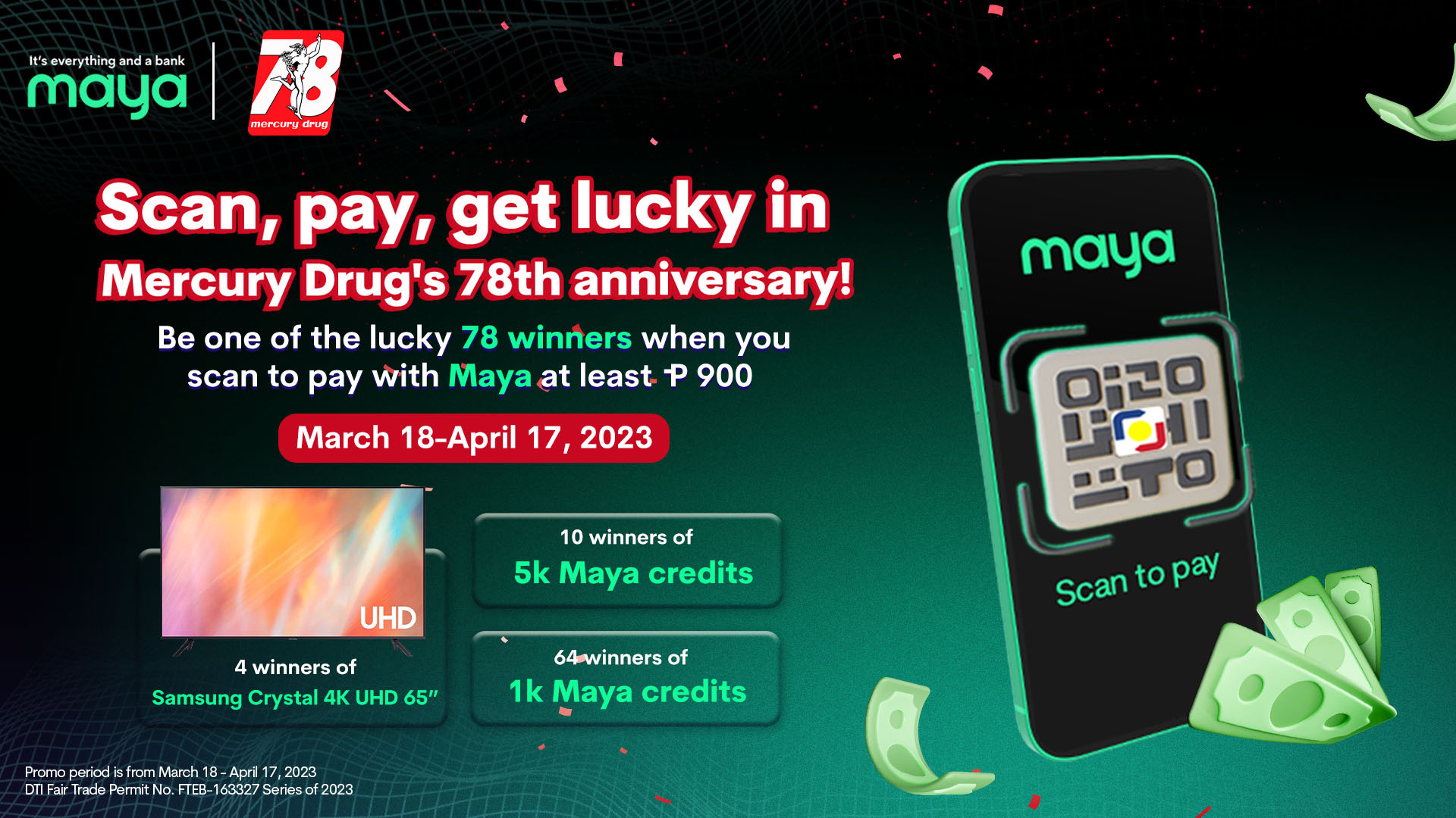 Get a chance to be one of the 78 winners when you scan to pay at least P900 in any Mercury Drug branch!