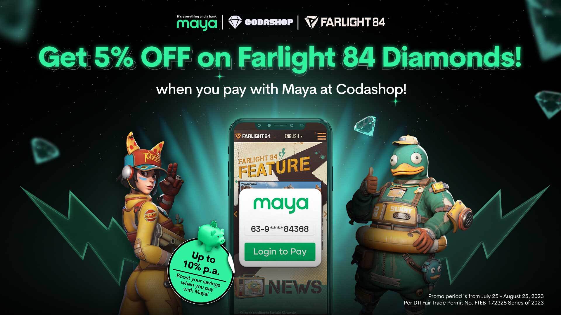 Get 5% off on Farlight 84 purchase at Codashop!