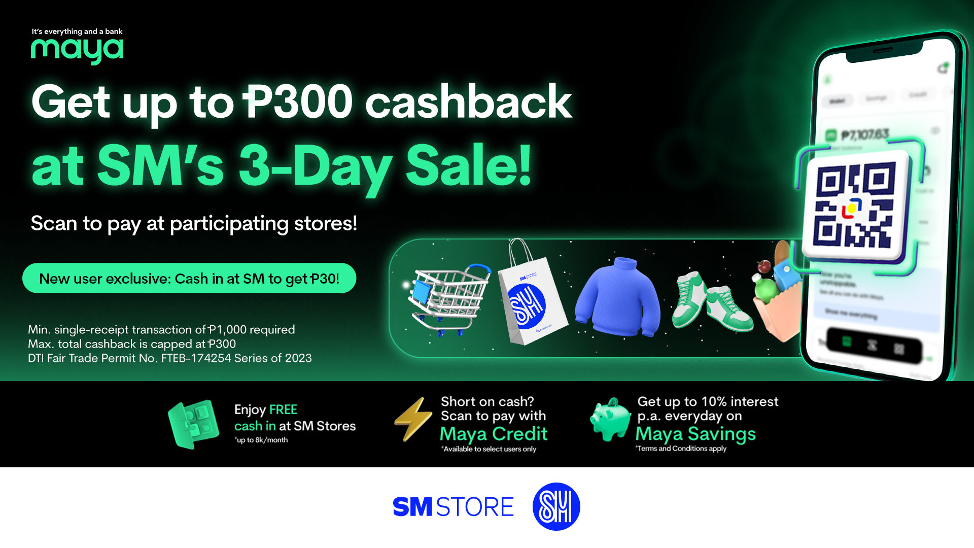 Get Up to P300 Cashback during SM's 3-Day Sale