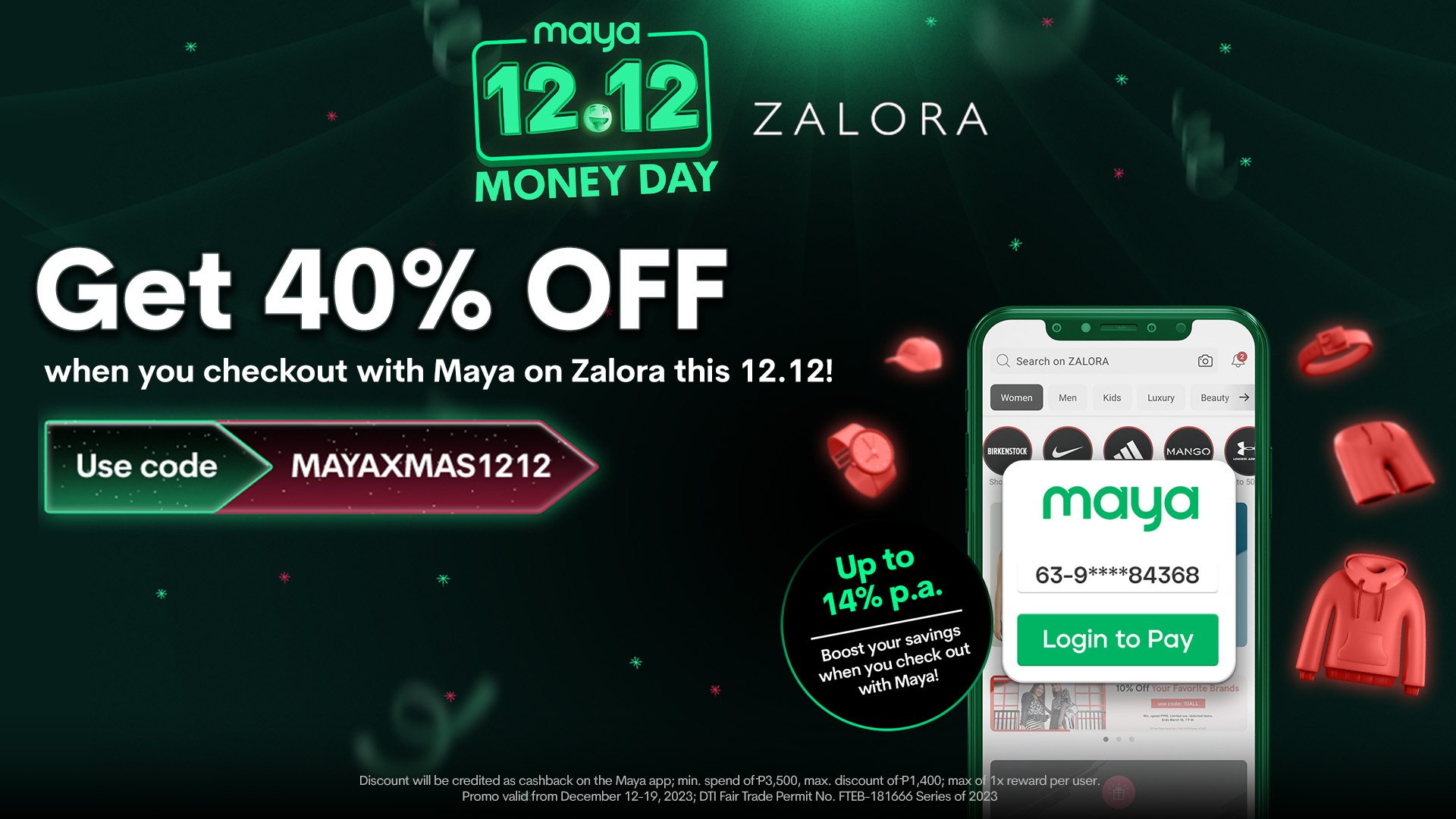 Get 40% off on Zalora when you pay with Maya this 12.12 sale!