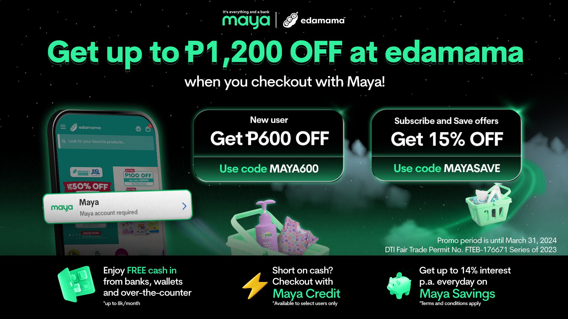 Save up to 15% OFF when you checkout with Maya on edamama!