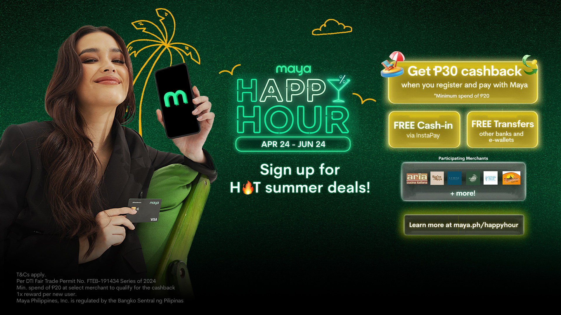 Get ₱30 cashback and more at your favorite summer destinations this Happy Hour!